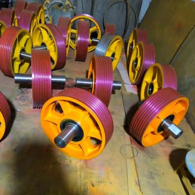 Cast Iron Drive Pulley for Elevator Car Top and Counterweight Customized Elevator Traction Machine Deflector Sheave